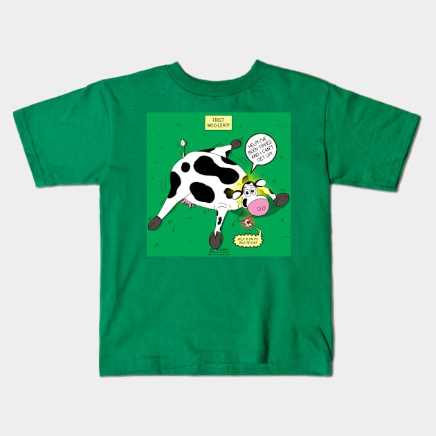 Cow First Moo-lert Emergency Response System Kids T-Shirt by OutToLunch